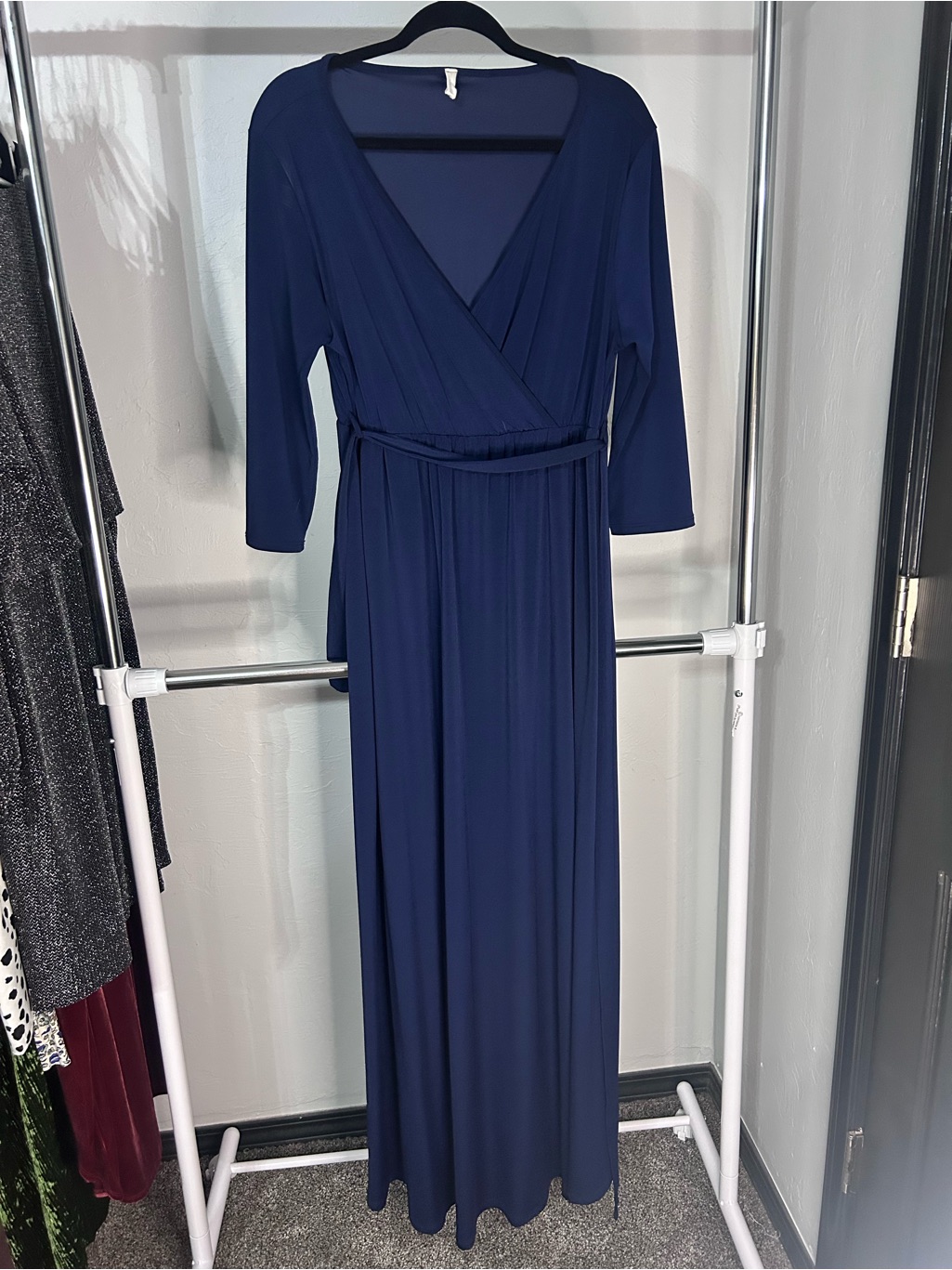 Pinkblush Navy Wrap-Style Maxi Dress